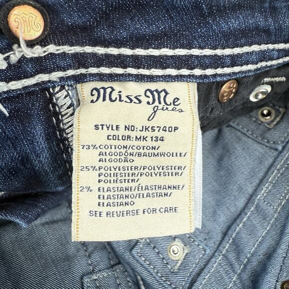Miss Me Embellished Blue Capri Jeans Size Girls 8 Y2K Bling Rhinestone Retro - Picture 7 of 8